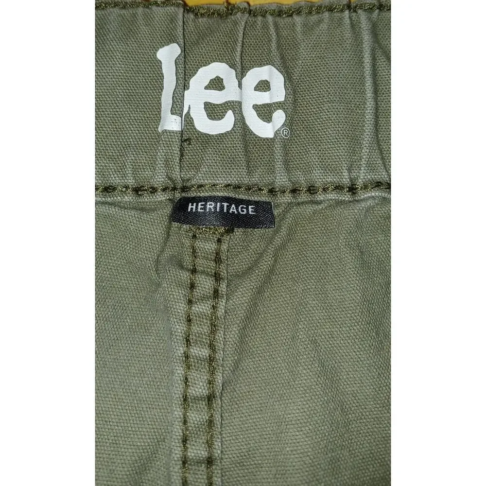 Lee Heritage Shorts Women's 18 Olive Green Carpenter Style Big Pockets Stretchy - Picture 5 of 7
